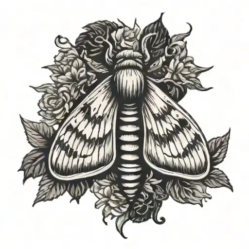 Illustrated Death Heads Moth Simple Line Drawing