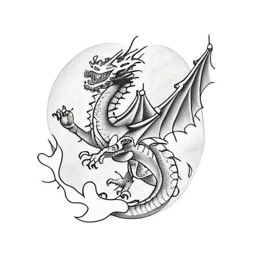 Dragon With Chrysanthemum Flower