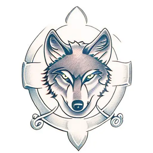 Wolf With A Celtic Cross