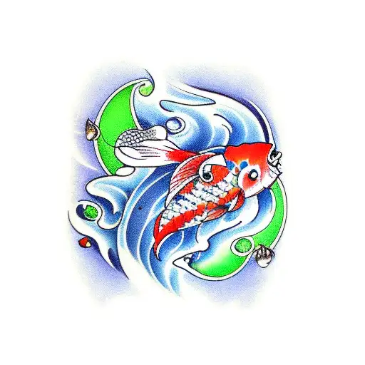 Koi Fish With Moon