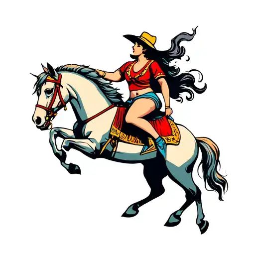 Woman Riding Angry Horse
