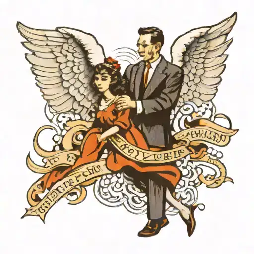 Father Accompanying Daughter To Heaven Gates