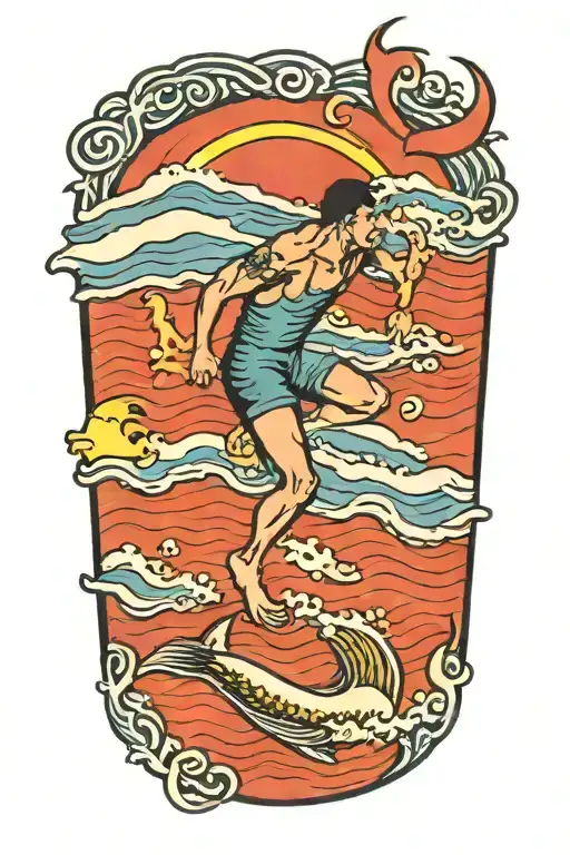 Man Swimming In Ocean