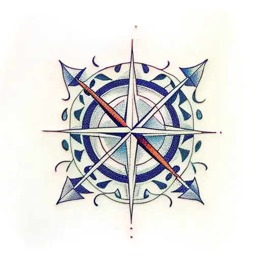 A Traditional Compass Surrounded By Lush Greenery And Musical Notes