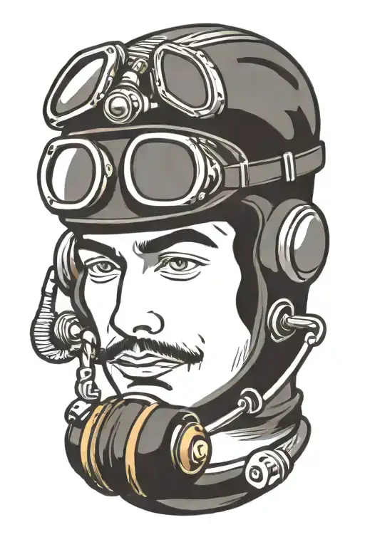 Scuba Diver Face In Sailor Jerry Style