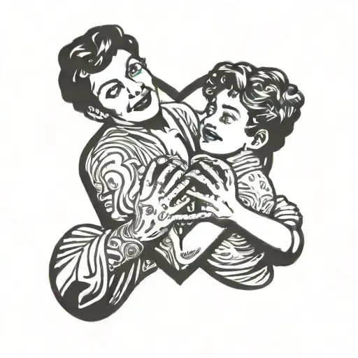 Mother And Son Making Heart Shape With Hands