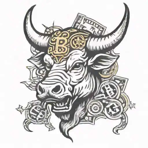 Wild Bull Head And Bitcoin And Cash