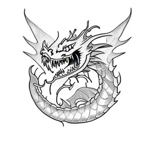 Dragon In Dotwork Style
