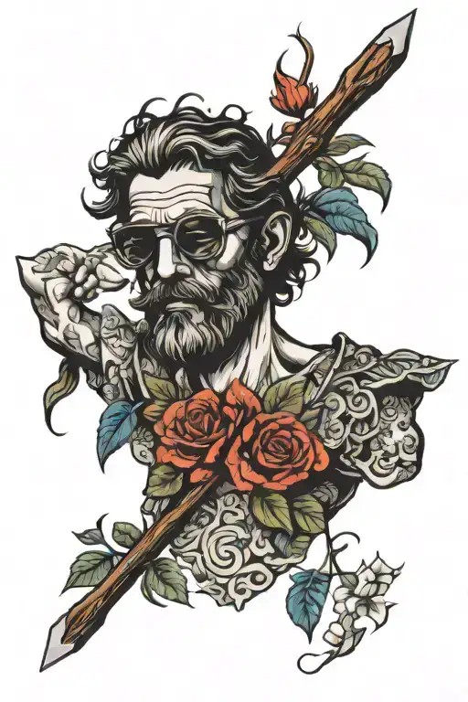 Odysseus With Bow And Floral Shirt And Sunglassess Full Body