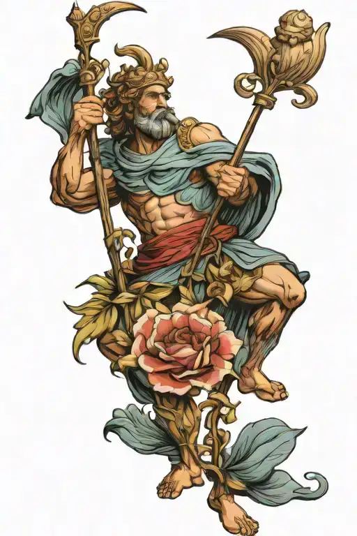 Odysseus With Spear And Floral Shirt And Spear Full Body