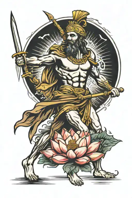 Odysseus With Spear And Lotus Shirt And Spear Full Body