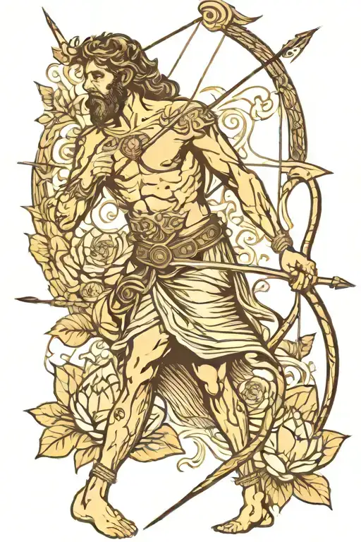 Odysseus With Bow And Arrow And Lotus Shirt And Spear Full Body