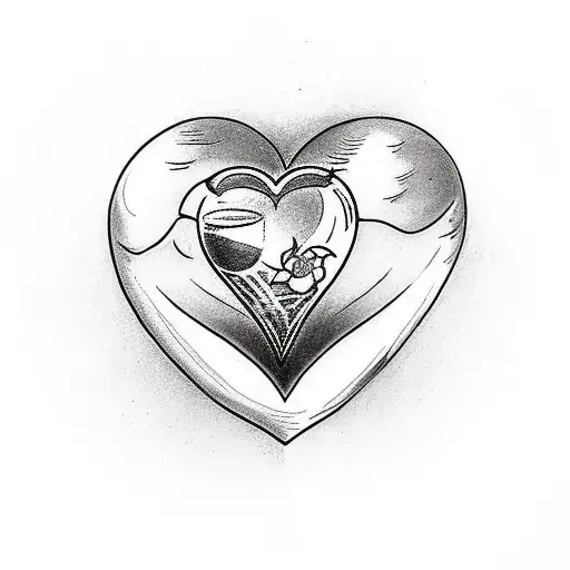 Hourglass Inside A Heart With An Arrow At The Bottom