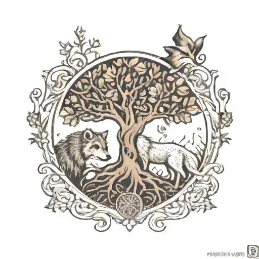 Tree Of Life And Wolf King