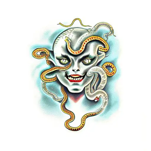 Medusa With Snakes Scary Eyes