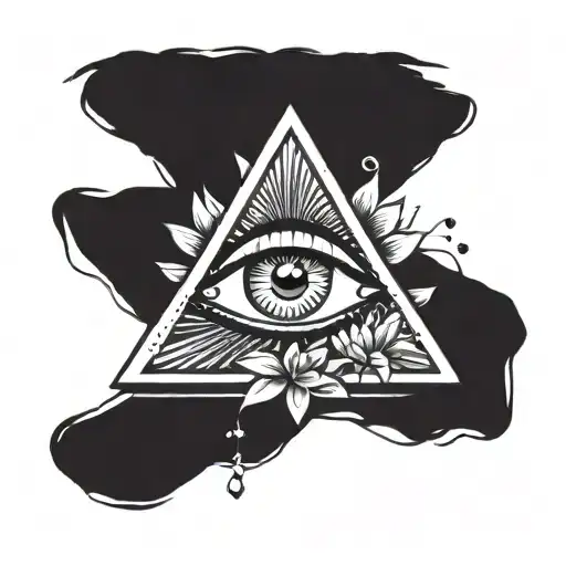 All Seeing Eye With Lotus And Triangle