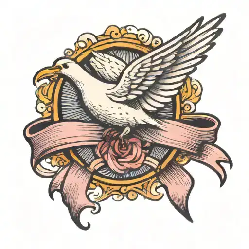 Dove Carrying A Cancer Ribbon