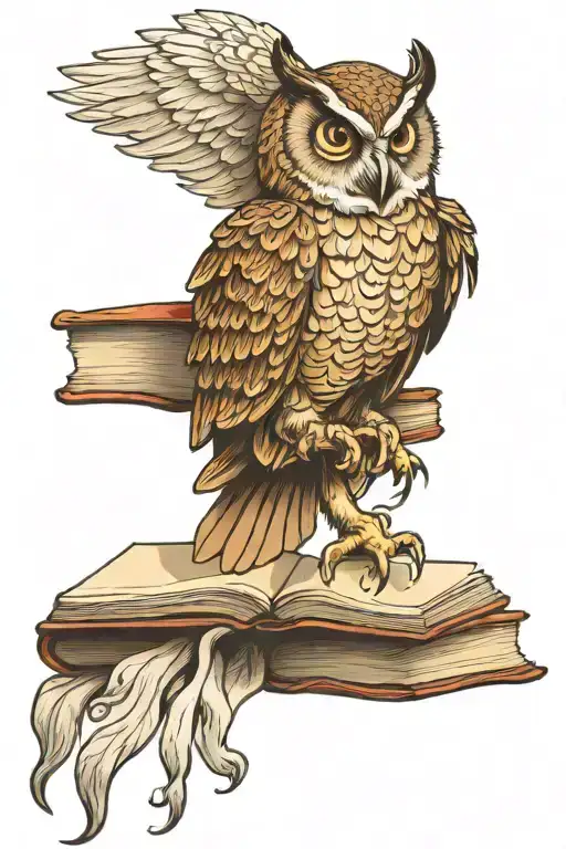 Owl Perched On A Book Open