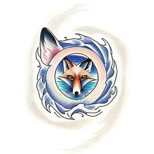 Fox In A Spiral Of Water And Waves
