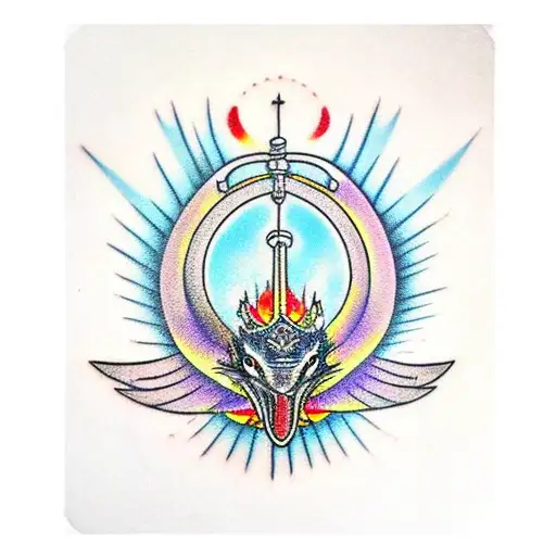 Royal Heron With Black Flames