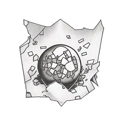 Crumbled Paper Ball Amongst Rubble With An Orchid Plant Growing Upward Out Of The Rubble