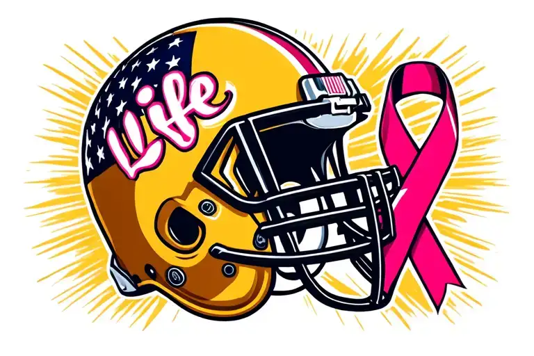 Football Helmet Donate Life Beating Cancer Awareness Ribbon
