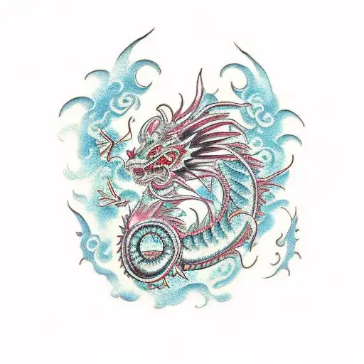 Feminine Japanese Dragon With Intricate Lace Patterns