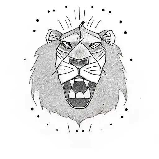 Lion King Simba Drawn On Tree Symbol Tattoo Half Sleeve