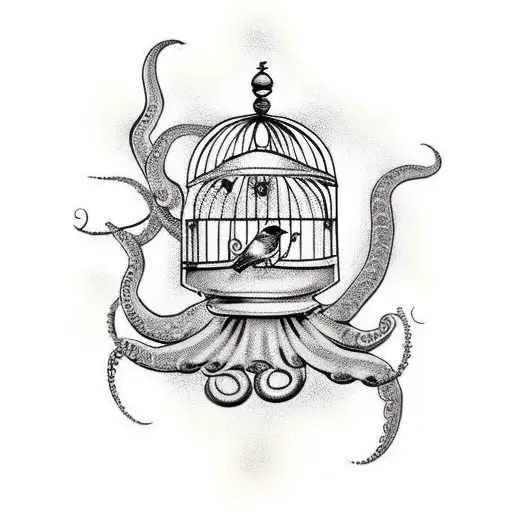 Bird Cage With Octopus