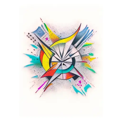 A Tv Screen Displaying A Colorful Abstract Painting