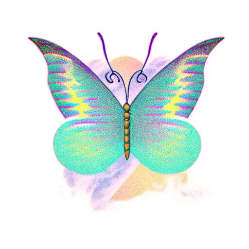 Purple And Teal Semicolon Butterfly Tattoo