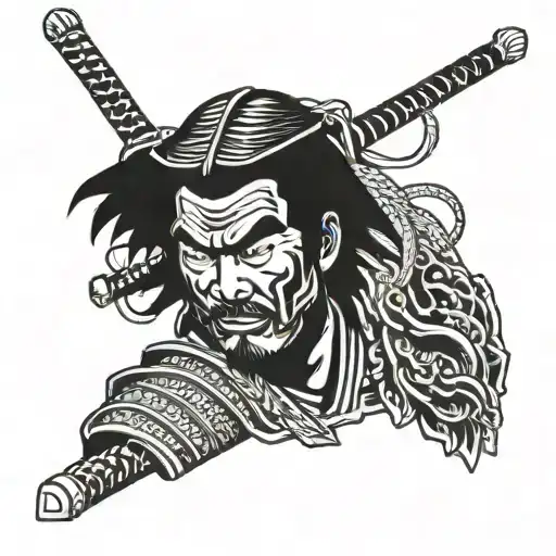 A Samurai With The Sword In His Shoulder