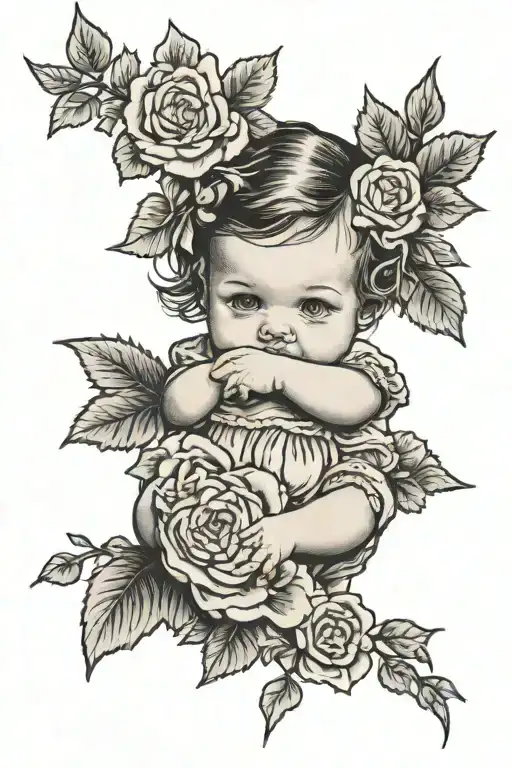 Baby Daughter Holidng Hands Pointing