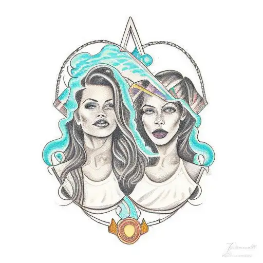 A Portrait Of Valeria And Ericka Names Surrounded By Thunderstorm Tattoo