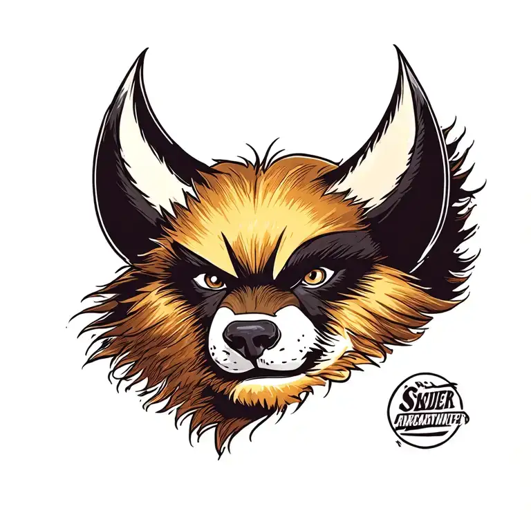 American Traditional Style Tattoo Wolverine Animal Face