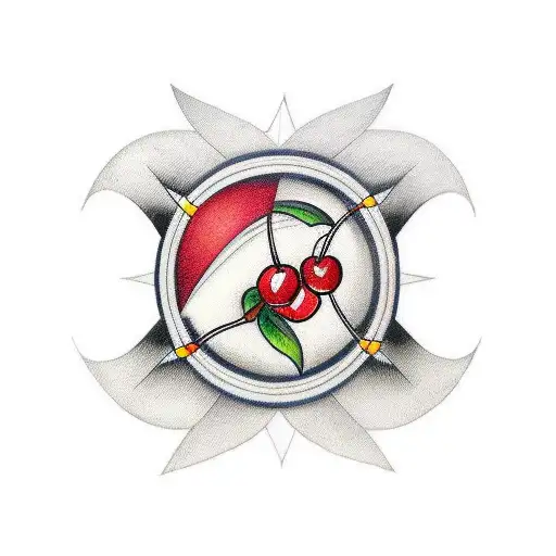 Cherries Striped Black And Red