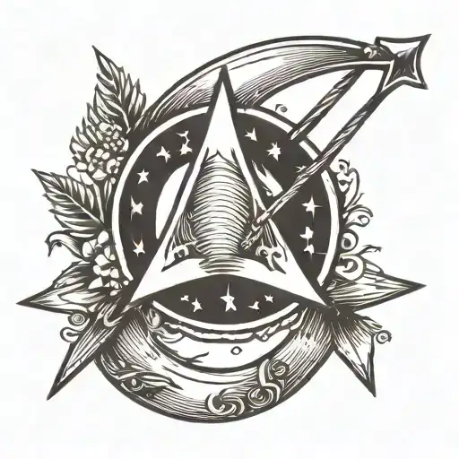 Crescent Moon With Arrow Shooting Through It And Card Suits Tattoo