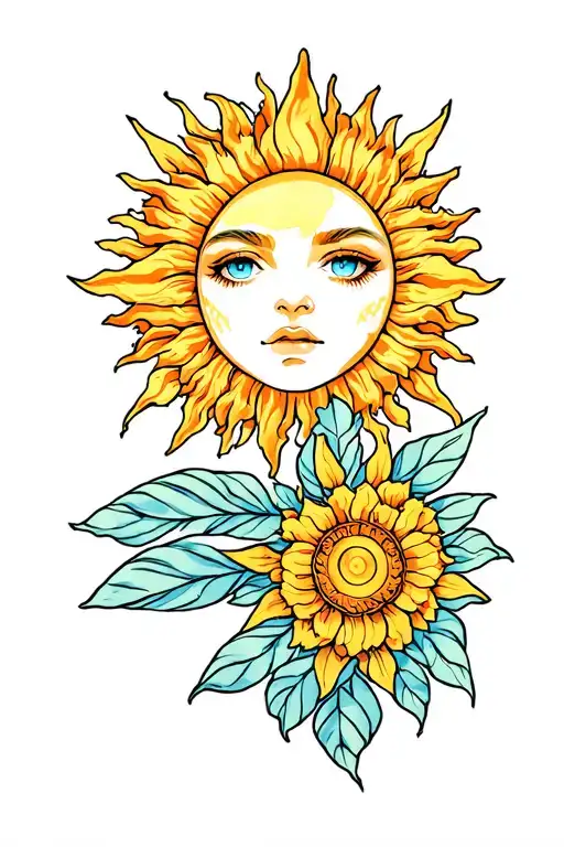 Anime Style Tattoo Featuring Sun