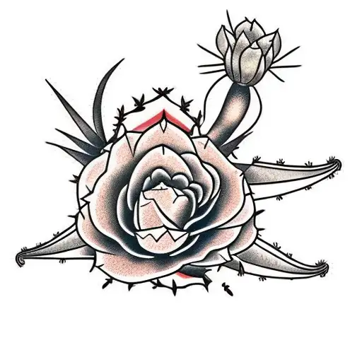 Cactus Con Flores Old School