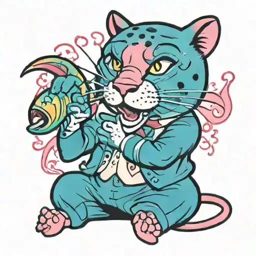 Pink Panther Getting Blow Job From A Fish