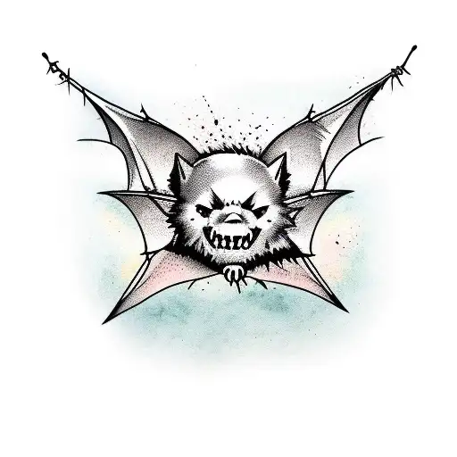 Two Animal Bats Wrapped In Barbed Wire Escaping Away Fron Eacthother