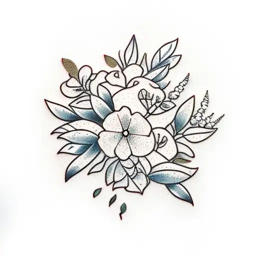 Olive Tree And Hydrangeas