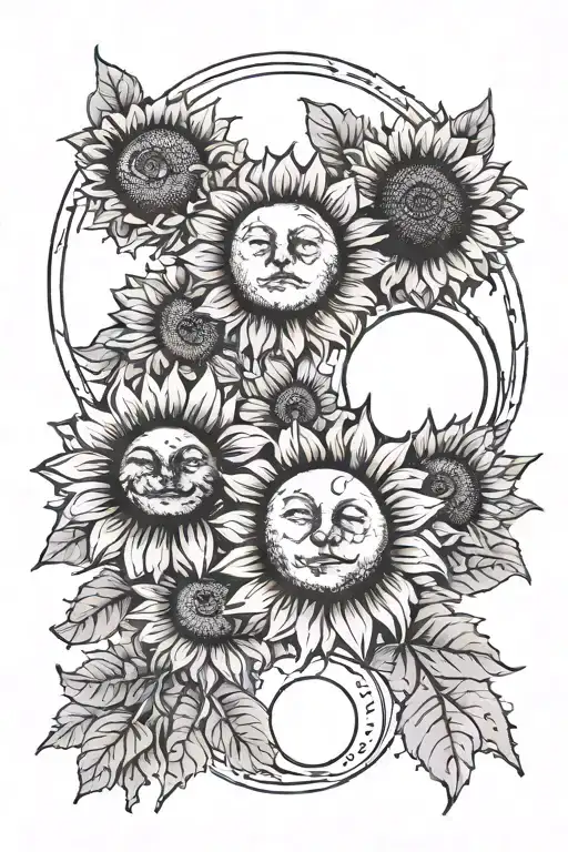Moon Phases As Sunflowers