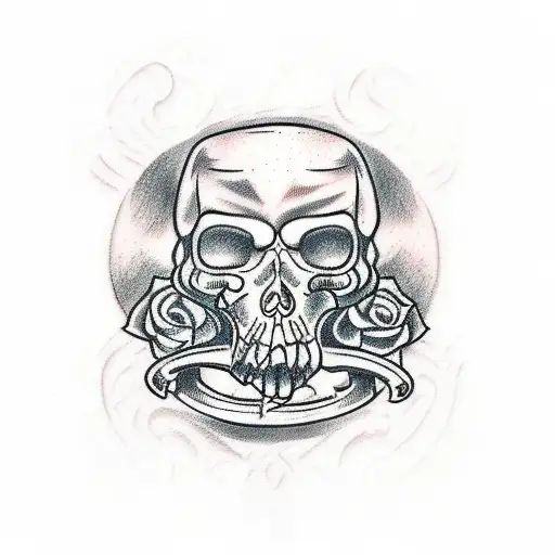 Sketch Of A Tattoo Bracelet In The Style Of Old School Reaper And Guitar And Coffin Tattoo