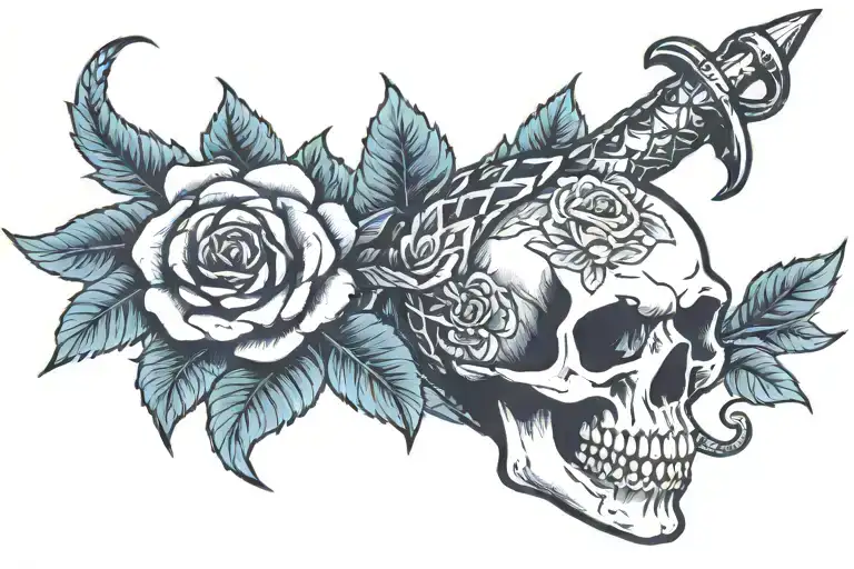 Snake Rose Dagger Skull