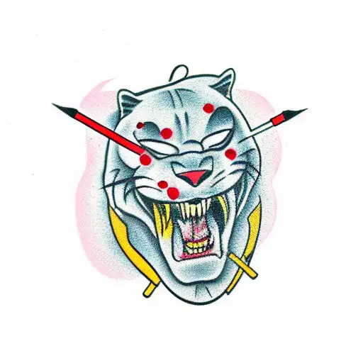 Panther With Bloody Arrow In Mouth