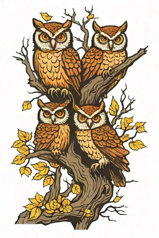 Owls On Tree