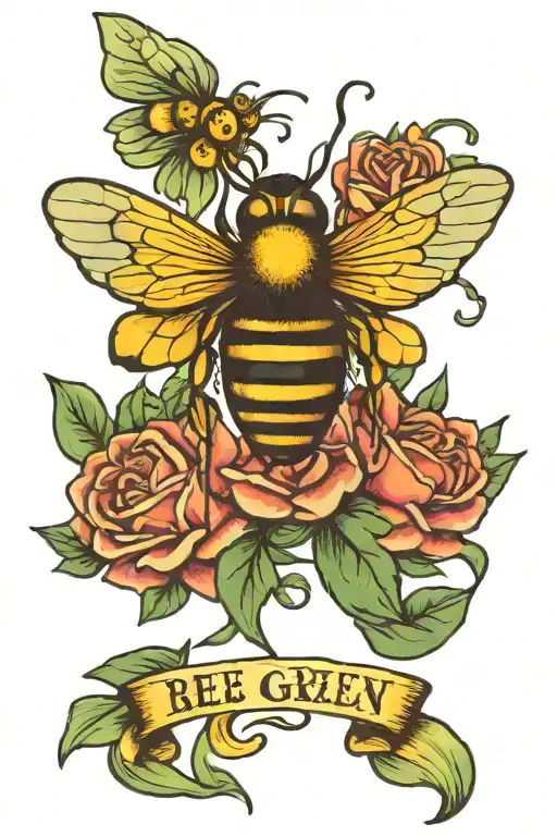 Bee Green Ribbon And Words