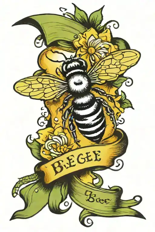 Bee Green Ribbon And Words