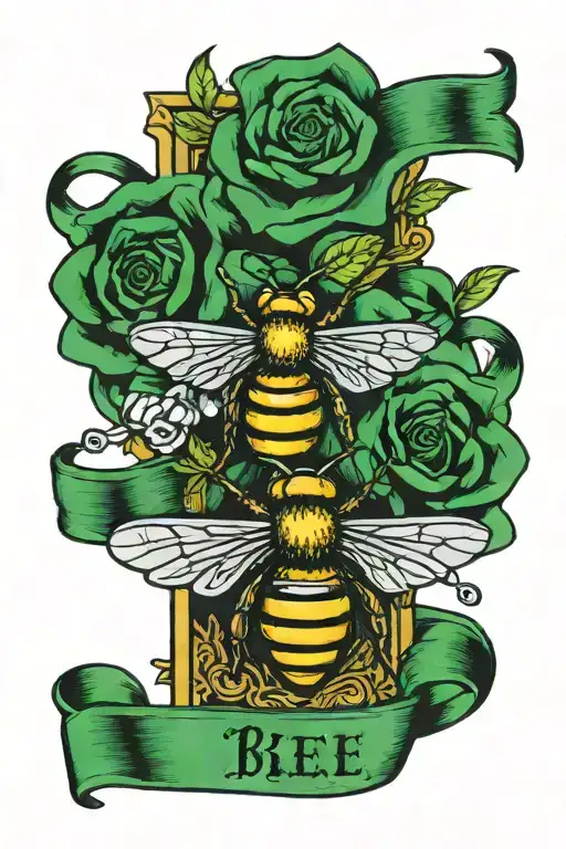 Bee Green Ribbon And Words